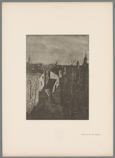 Reproduction of a gum print of a city view in Düsseldorf by Erwin Quedenfeldt