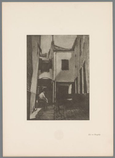 Reproduction of a gum print of a view of the Burgplatz in Düsseldorf by Erwin Quedenfeldt