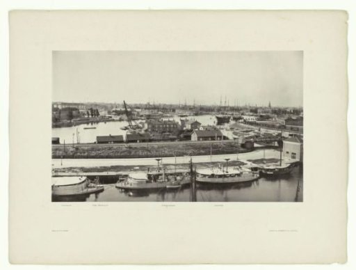 Oosterdok with warships, seen from the Meteorological Institute at the head of the Oostelijke Handelskade, Amsterdam