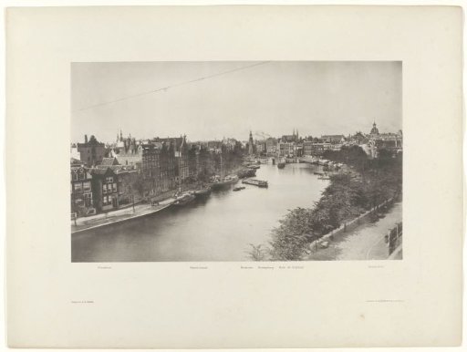 Sarphatistraat and Hoge Sluis, seen from the Paleis voor Volksvlijt; Frederiksplein and Weteringschans, seen from the Paleis voor Volksvlijt; Binnen-Amstel, seen in the direction of the Munt