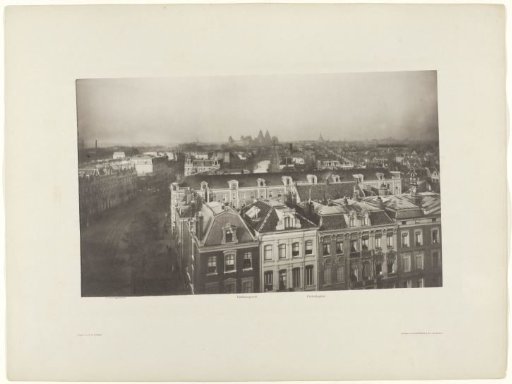 Sarphatistraat and Hoge Sluis, seen from the Paleis voor Volksvlijt; Frederiksplein and Weteringschans, seen from the Paleis voor Volksvlijt; Binnen-Amstel, seen in the direction of the Munt