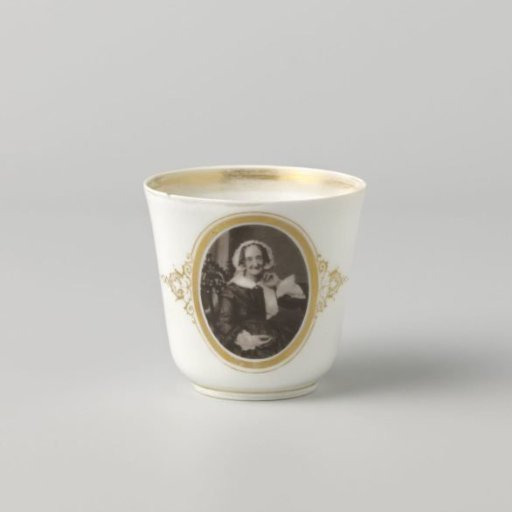 Saucer (without image) with cup featuring a portrait of a lady