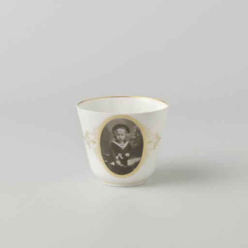 Saucer (without image) and cup with a portrait of a child