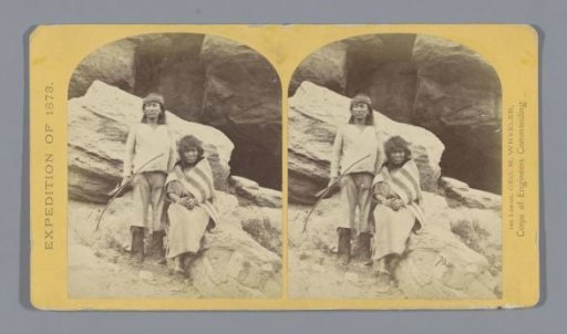 Portrait of a Navajo man and his mother