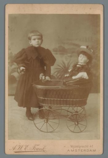 Portrait of an Unknown Girl with a Doll's Pram