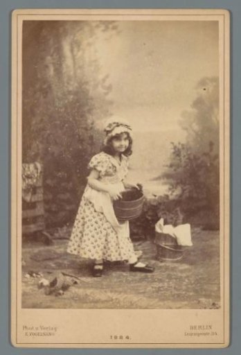 Portrait of an Unknown Girl with a Wooden Top in Her Hands