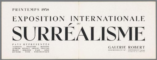 Pamphlet for the 'Exposition Internationale du Surréalisme', at Galerie Robert in Amsterdam