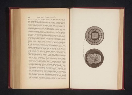 Two sides of the coin made on the occasion of the fiftieth anniversary of the Young Men's Christian Association