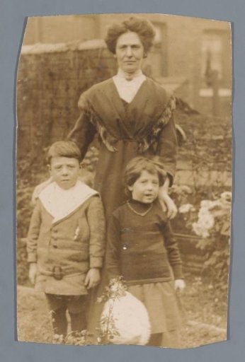 Portrait of an unknown woman with two children