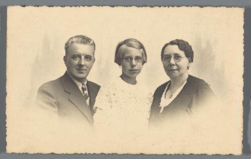Family portrait of three unknown people