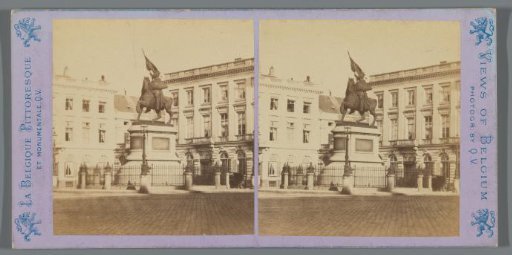 Equestrian Statue of Godfrey of Bouillon by Eugène Simonis on the Place Royale in Brussels