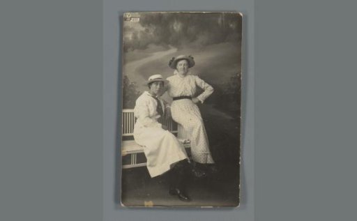 Portrait of Two Unknown Women in a Photographic Studio