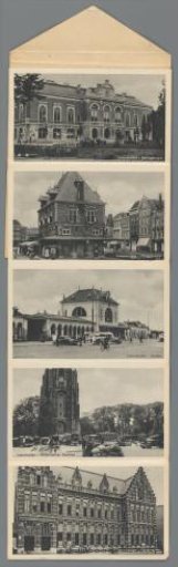Leporello album with five photomechanical prints of city views of Leeuwarden