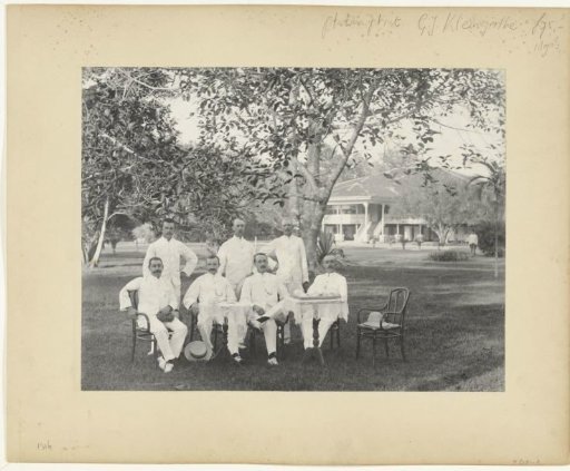 Group of men, possibly in front of the Government Palace in Batavia