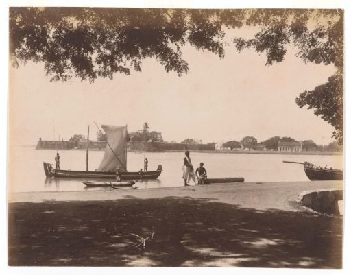 View of sailing ships in the bay of Batticaloa, Sri Lanka