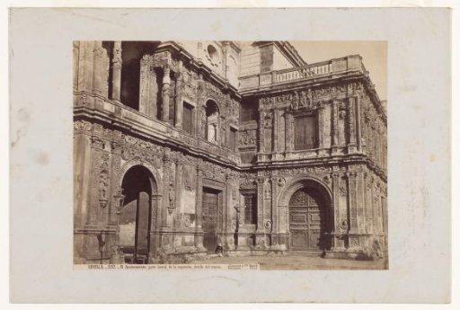 Seville-The Town Hall, left lateral part, detail of the corner