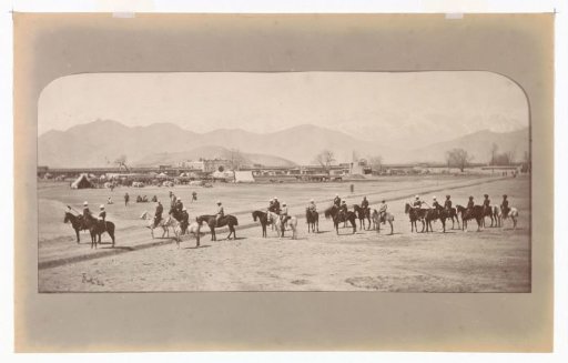 British Army Unit of Field Marshal Frederick Sleigh Roberts on Horseback Near a Military Camp During the Second Anglo-Afghan War, Afghanistan