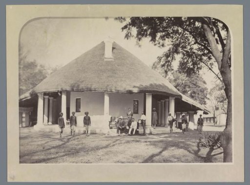 View of a House with British Military Officials and Indian Servants, Possibly in Afghanistan