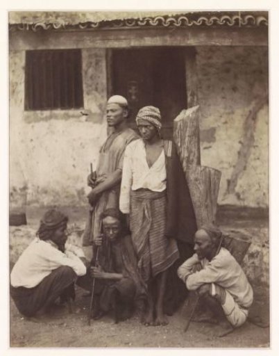 Group portrait of five unknown men