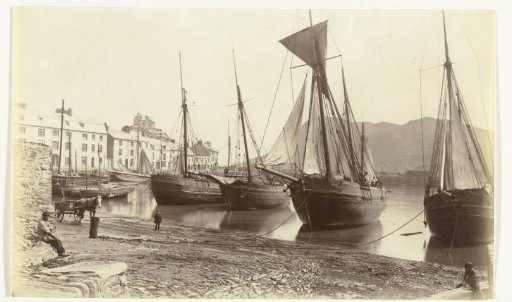 Ships in a Harbour, possibly Saint Peter Port in Guernsey