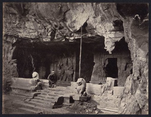 Temple Entrance of the Elephanta Caves near Mumbai, Maharashtra, India