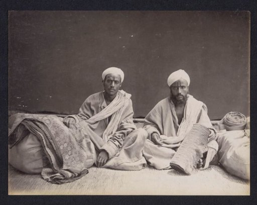 Studio Portrait of Two Unknown Indian Cloth Merchants of Kashmir