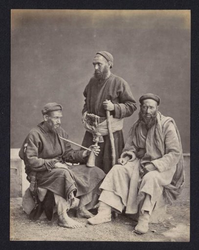 Group Portrait of Three Balti Men in Srinagar, Jammu & Kashmir, India