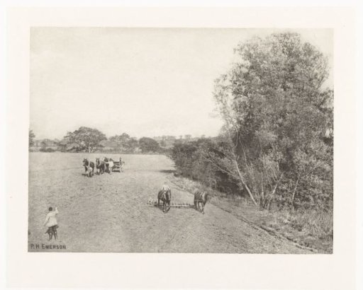 Peasants ploughing a field in Great Britain