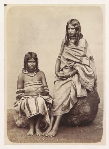 Portrait of two unknown Toda women from the Nilgiri hills, Tamil Nadu, India
