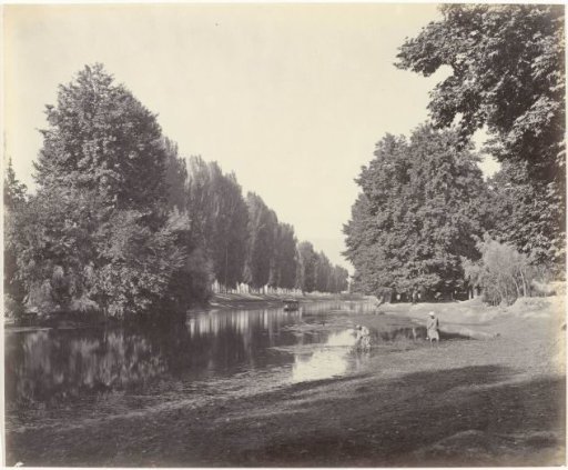View of the canal of Dal lake, near Chinar Bagh, Srinagar, Kashmir, India