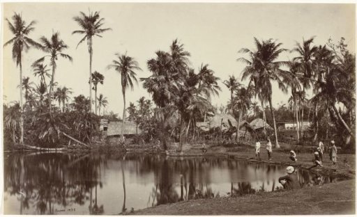 View of a village on a river in Bengal, India
