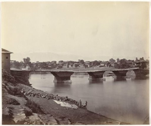 View of Sopore at the bridge across the Jhelum river, Jammu & Kashmir, India
