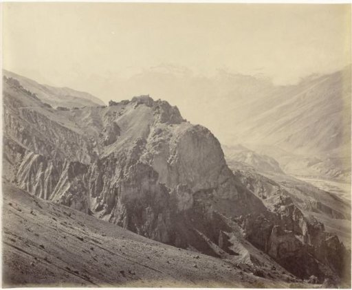 View of the Dhankar Gompa and the Manirang peak in the background, Himachal Pradesh, India