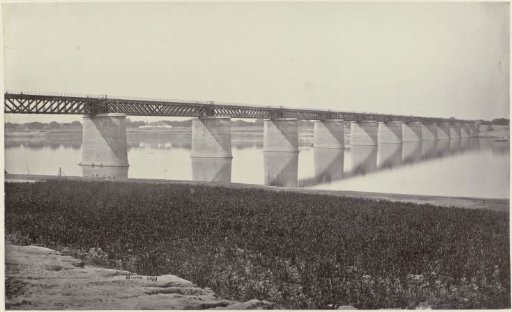 Railway bridge across the Yamuna river at Prayagraj (Allahabad), Uttar Pradesh, India