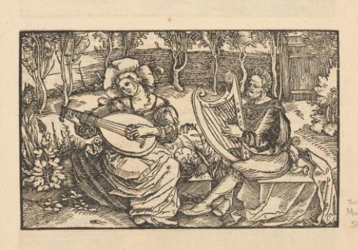 Musical duo in a garden