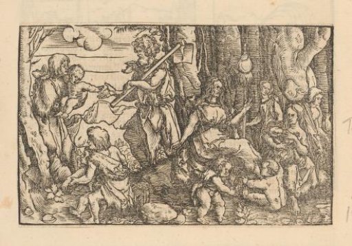 Large family in a forest