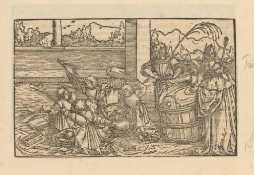 Children beating the teacher with books and Nero at the death of Seneca