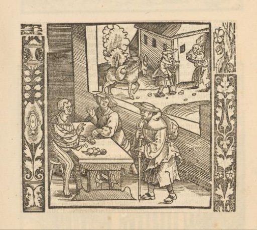Arrival of two pilgrims in a village