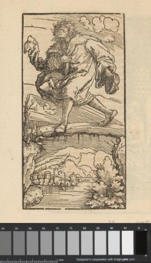 A Pilgrim Walking Across a Bridge