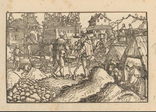 Two men at the construction of a city