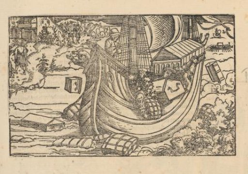 Chests being thrown from a stranded ship