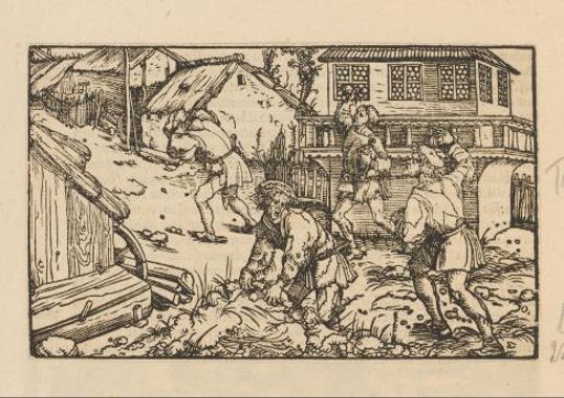 Man being driven out of the village with stones