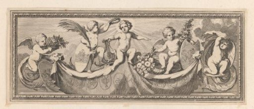 Vignette with putti representing the seasons