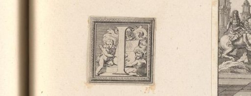 Initial 'I' with two putti beside the coat of arms of Lebrun