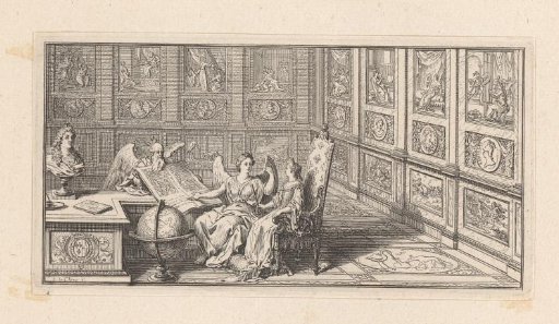 Vignette with the Duchess of Burgundy in her studiolo with Father Time and History