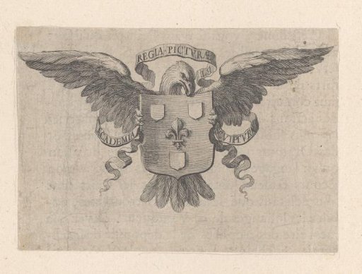 Cul-de-lampe with an eagle and the coat of arms of the Académie royale de peinture et sculpture