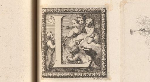 Initial 'L' with four putti representing the four elements