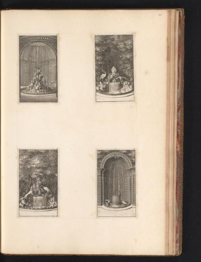 Four Views of the Labyrinth of the Palace of Versailles with Fountains
