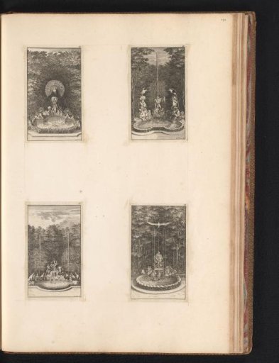 Four Views of the Labyrinth of the Palace of Versailles with Fountains