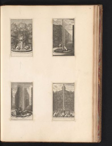 Four Views of the Labyrinth of the Palace of Versailles with Fountains